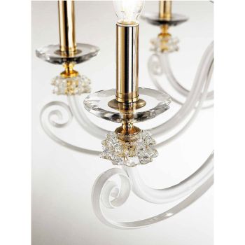 6 lichts kroonluchter in geblazen glas en klassiek luxe kristal - Cassea