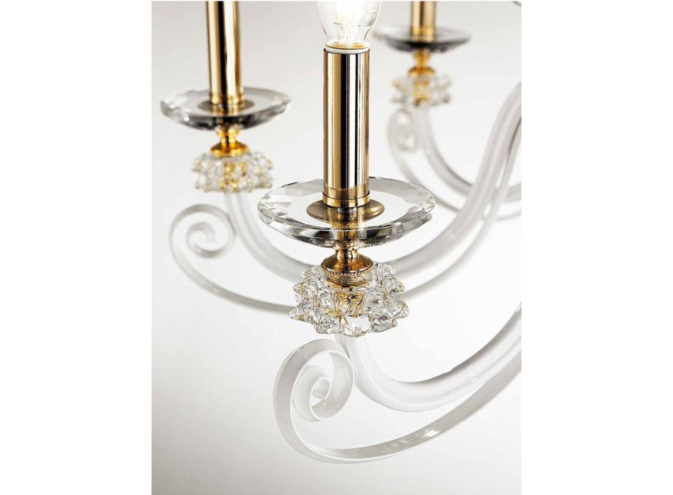 6 lichts kroonluchter in geblazen glas en klassiek luxe kristal - Cassea Viadurini