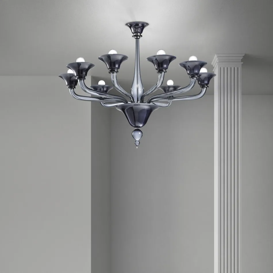 Venetiaanse glazen kroonluchter 8 lichts Made in Italy - Ismail Viadurini