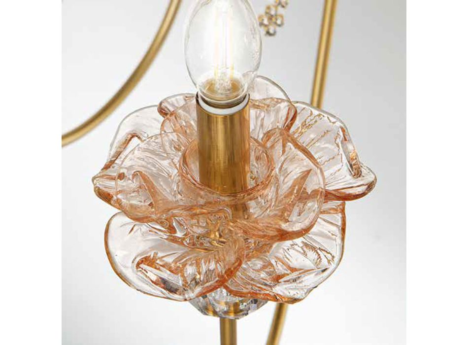 Klassieke 8-lichts kroonluchter in glas, kristal en luxe metaal - Vlaanderen Viadurini