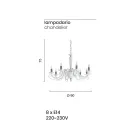 Klassieke 8-lichts kroonluchter Italiaans handgemaakt glas en kristal - Maleisië Viadurini