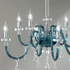 Kroonluchter 8 Lichts Klassiek Italiaans Glas Handgemaakt Teal - Similo Viadurini