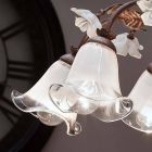 8 lichts kroonluchter in ijzer en gezandstraald glas met keramische rozen - Siena Viadurini