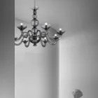 8 lichts kroonluchter in Venetië glas en metaal gemaakt in Italië - Focarino Viadurini