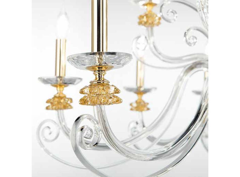 8-lichts kroonluchter in geblazen glas en klassiek luxe kristal - Cassea Viadurini