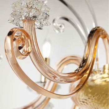 8-lichts kroonluchter in geblazen glas en klassiek luxe kristal - Cassea