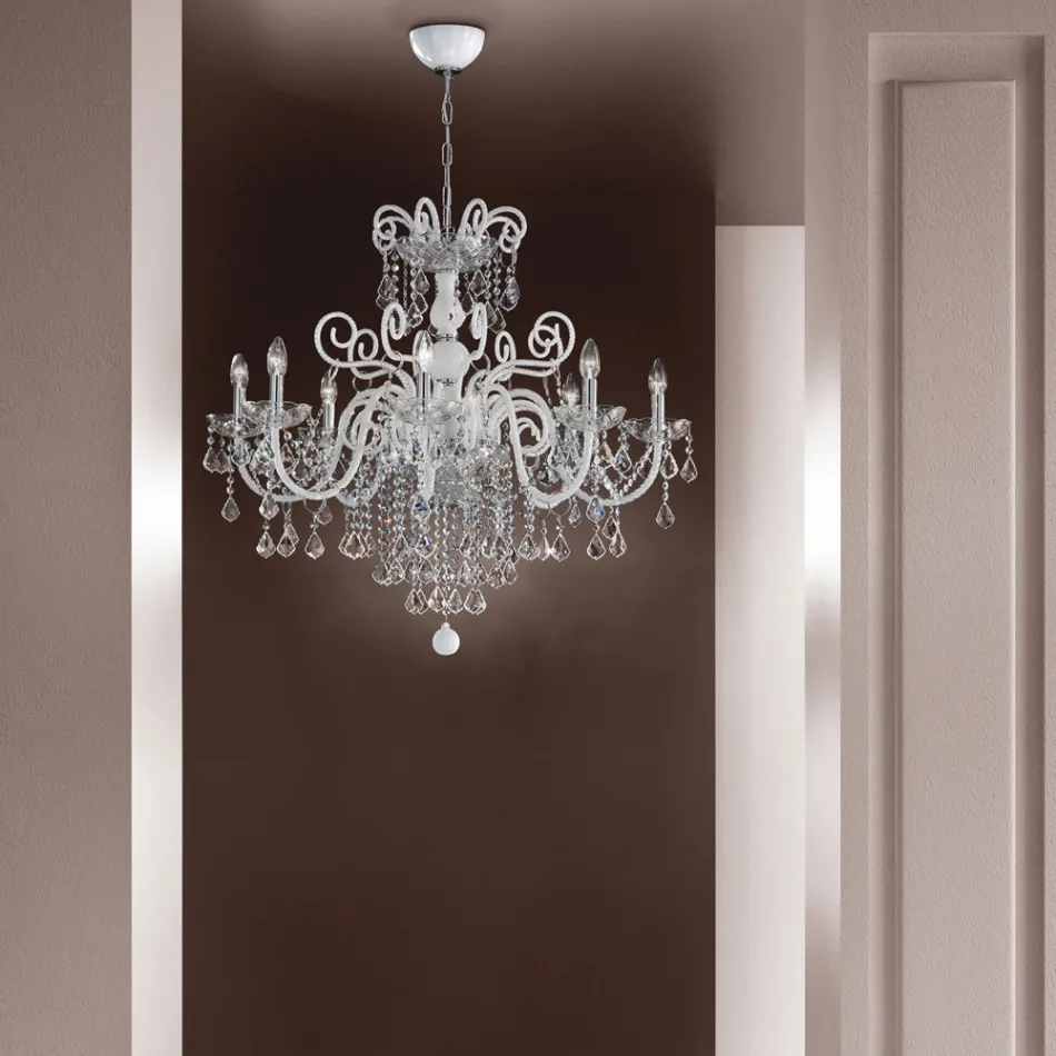 8-lichts kroonluchter in Venetiaans glas Gemaakt in Italië Klassiek - Florentine Viadurini