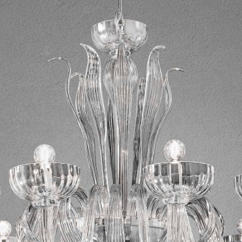 12 Lichte handgemaakte Venetiaanse glazen kroonluchter, gemaakt in Italië - Regina