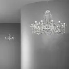 12 Lichte handgemaakte Venetiaanse glazen kroonluchter, gemaakt in Italië - Regina Viadurini