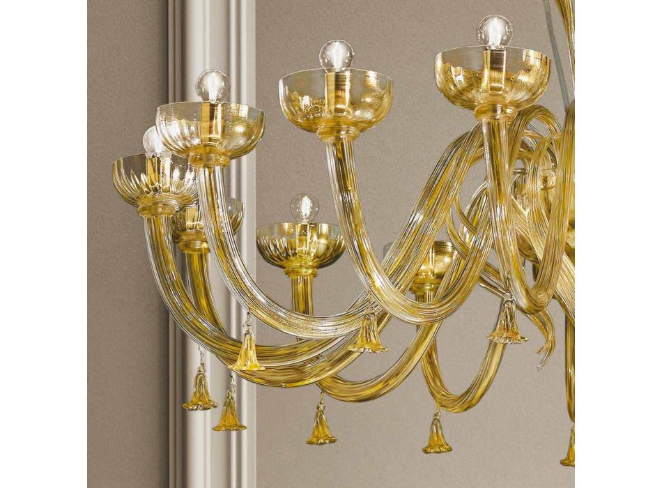 16 lichts kroonluchter in Venetiaans glas en goud, handgemaakt in Italië - Regina
