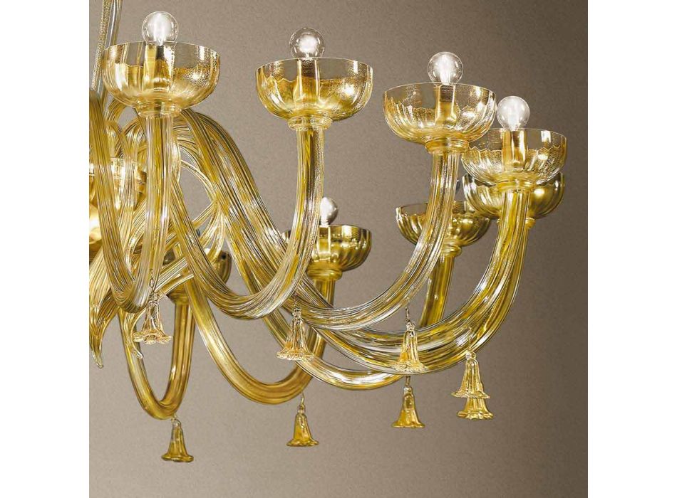 16 lichts kroonluchter in Venetiaans glas en goud, handgemaakt in Italië - Regina Viadurini