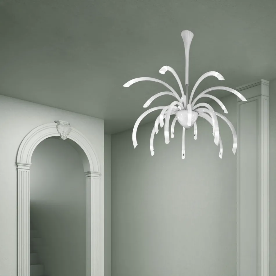 21 lichts Venetiaanse glazen kroonluchter handgemaakt in Italië - Jason Viadurini