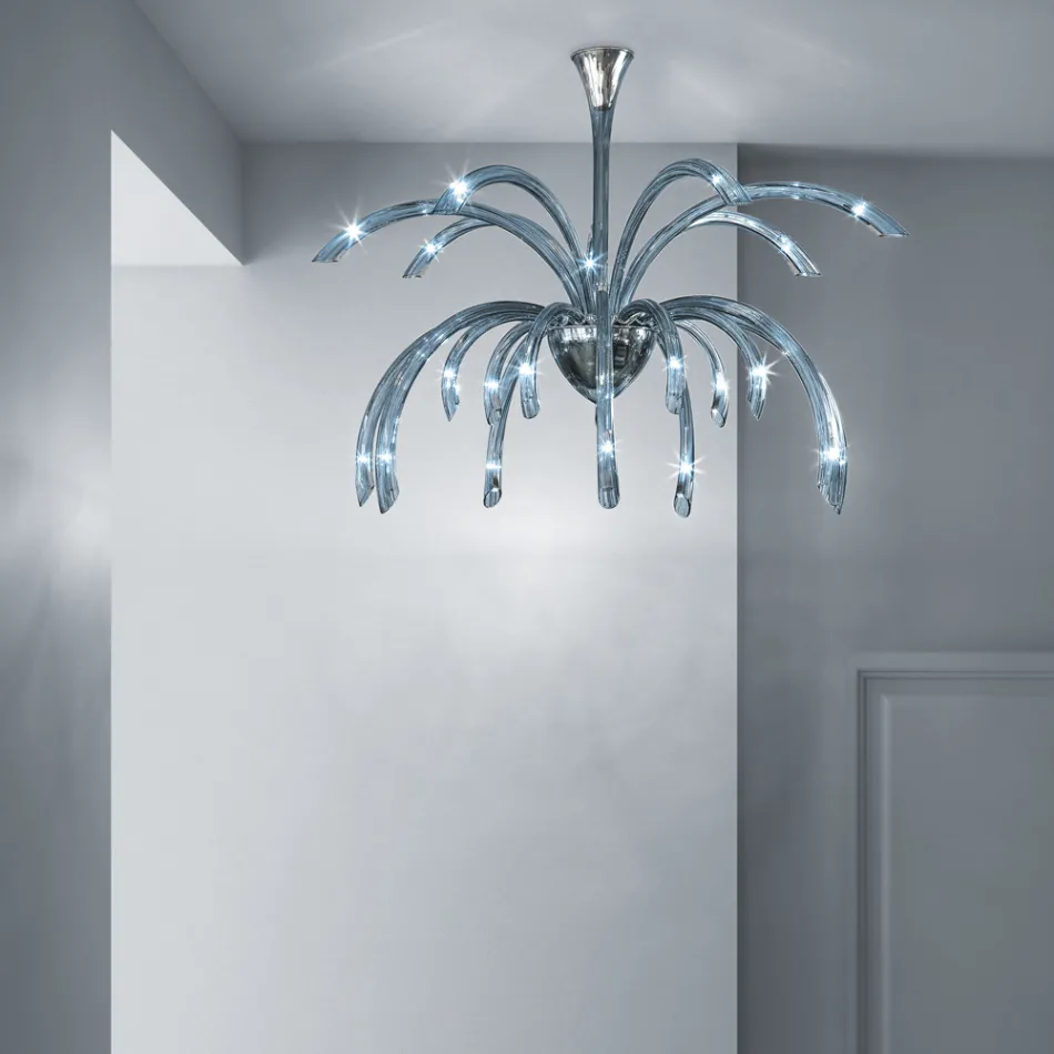 21 lichts Venetiaanse glazen kroonluchter handgemaakt in Italië - Jason Viadurini