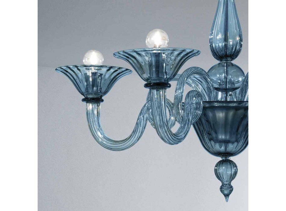 5 Lichts Artisan Glazen Kroonluchter uit Venetië, Made in Italy - Margherita Viadurini