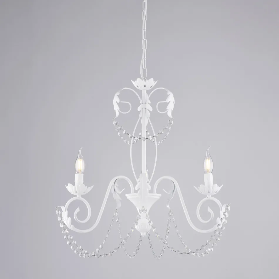 Kroonluchter met 5 lampen in metaal en kristal voor een dramatische verlichting – Perla Viadurini