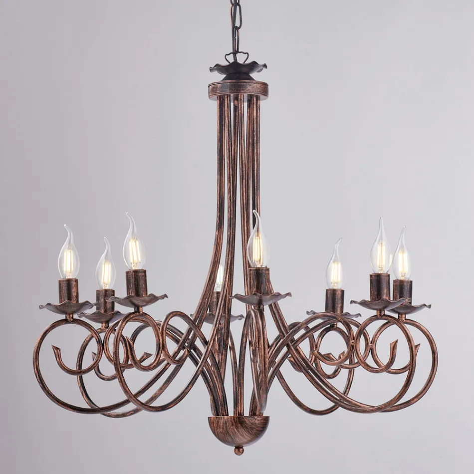 Vijflichts kroonluchter van metaal en glas voor een evenwichtig en diffuus licht – Laguna Viadurini