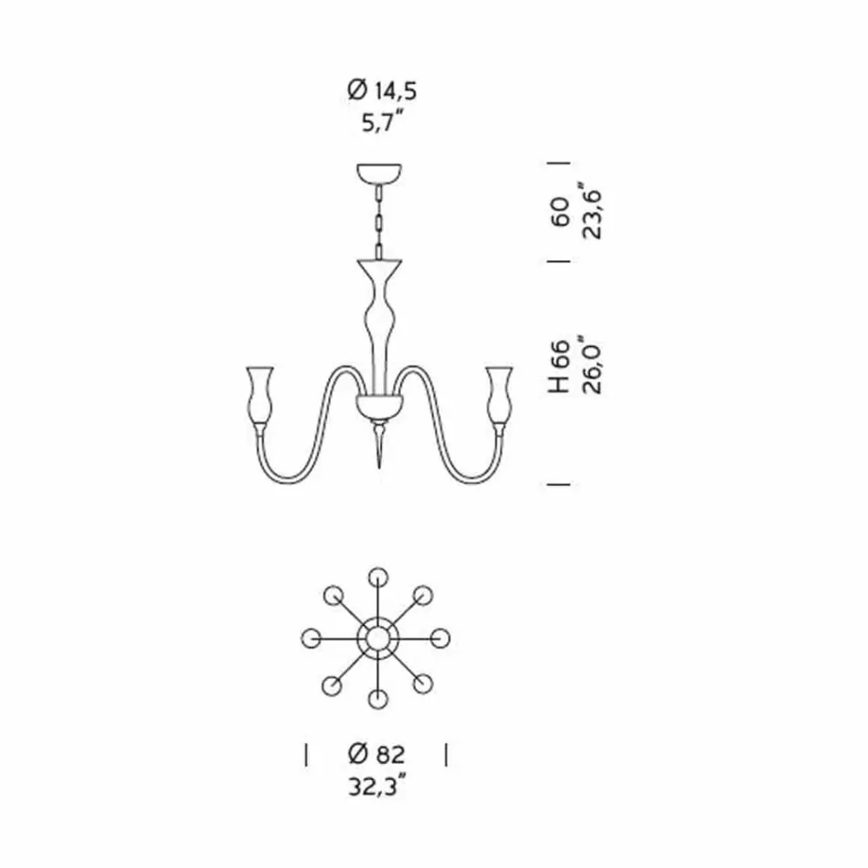 Ambachtelijke 8-lichts kroonluchter in gerookt Venetiaans glas gemaakt in Italië - Vittoria Viadurini