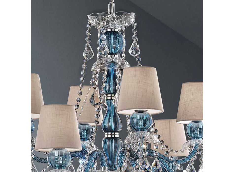 8-lichts kroonluchter in Venetiaans glas, handgemaakt, gemaakt in Italië - Milagros Viadurini