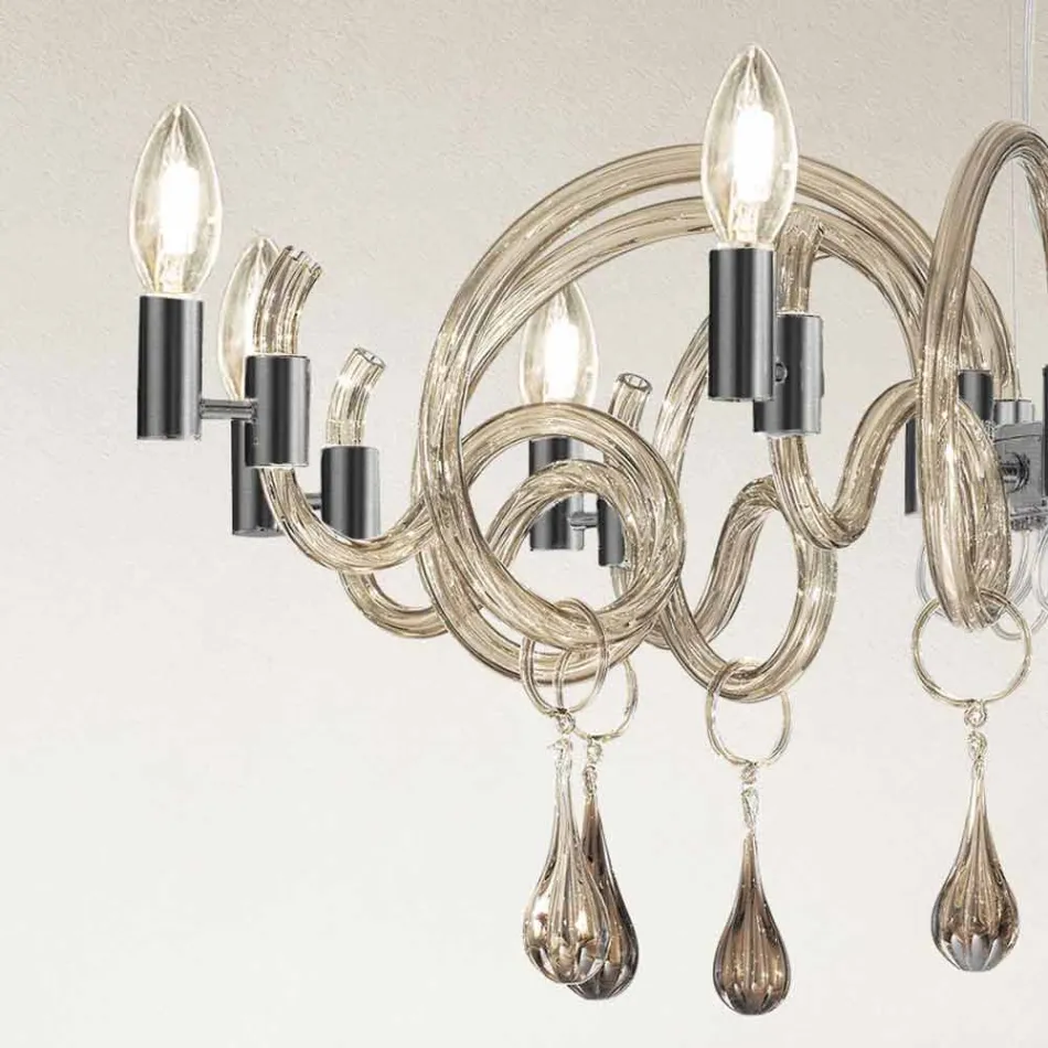 9 Lichte handgemaakte Venetiaanse glazen kroonluchter gemaakt in Italië - Bernadette Viadurini