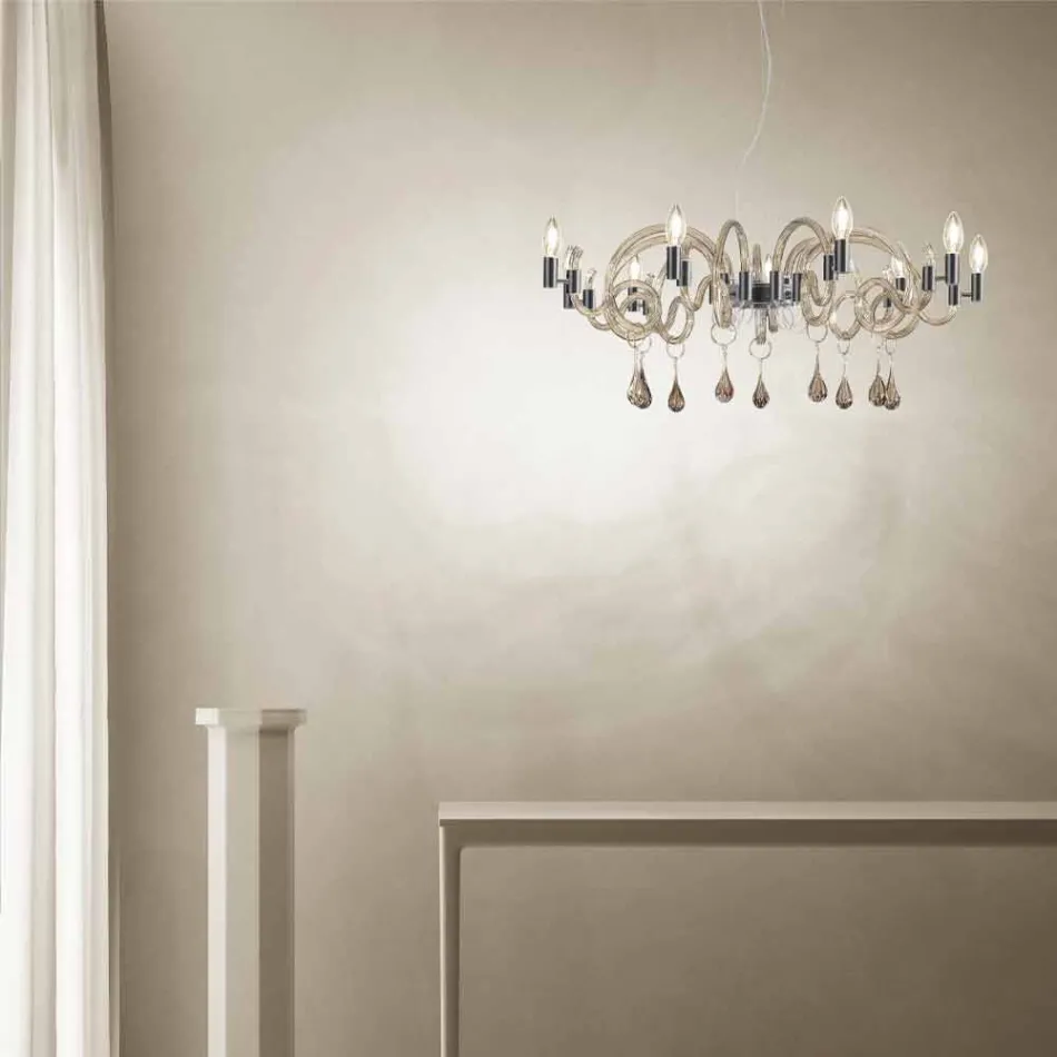 9 Lichte handgemaakte Venetiaanse glazen kroonluchter gemaakt in Italië - Bernadette Viadurini