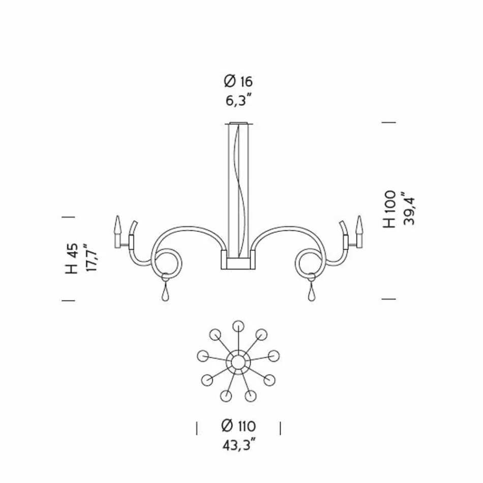 9 Lichte handgemaakte Venetiaanse glazen kroonluchter gemaakt in Italië - Bernadette Viadurini