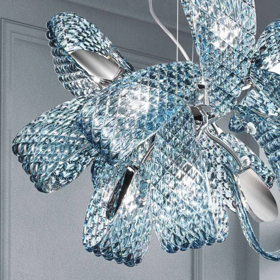 9-lichts Venetiaanse glazen kroonluchter, handgemaakt in Italië - Diamonique Viadurini