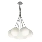 Althea kroonluchter met zeven lampen in gepolijst of satijnglas, gemaakt in Italië. Viadurini
