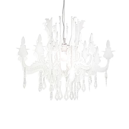 Hanglamp van satijnwit plexiglas, gemaakt in Italië - Luca Viadurini
