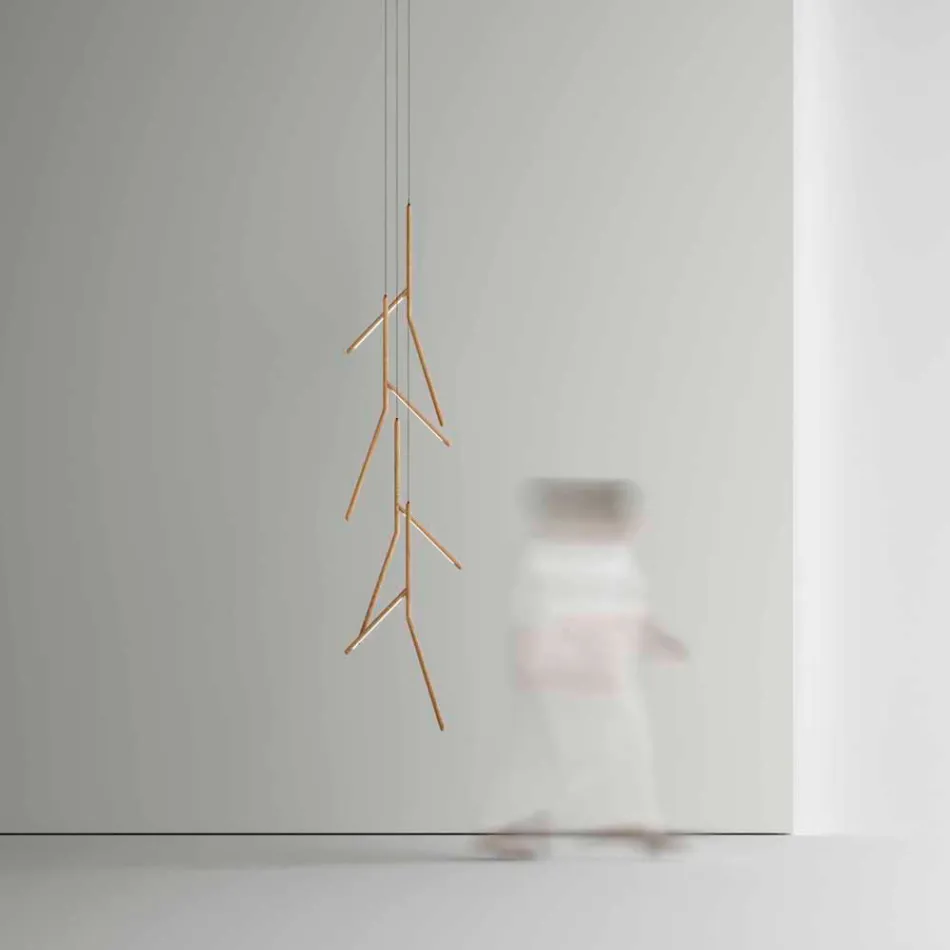 Hangkroonluchter met unieke houten rozet Made in Italy - Orlov Viadurini