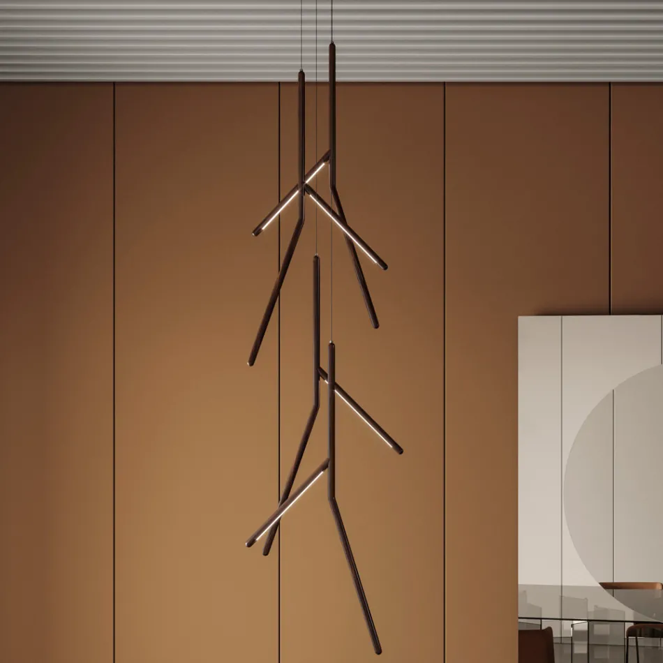 Hangkroonluchter met unieke houten rozet Made in Italy - Orlov Viadurini