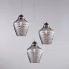 Alnitak 3-lichts hanglamp van zwart glas en metaal Viadurini