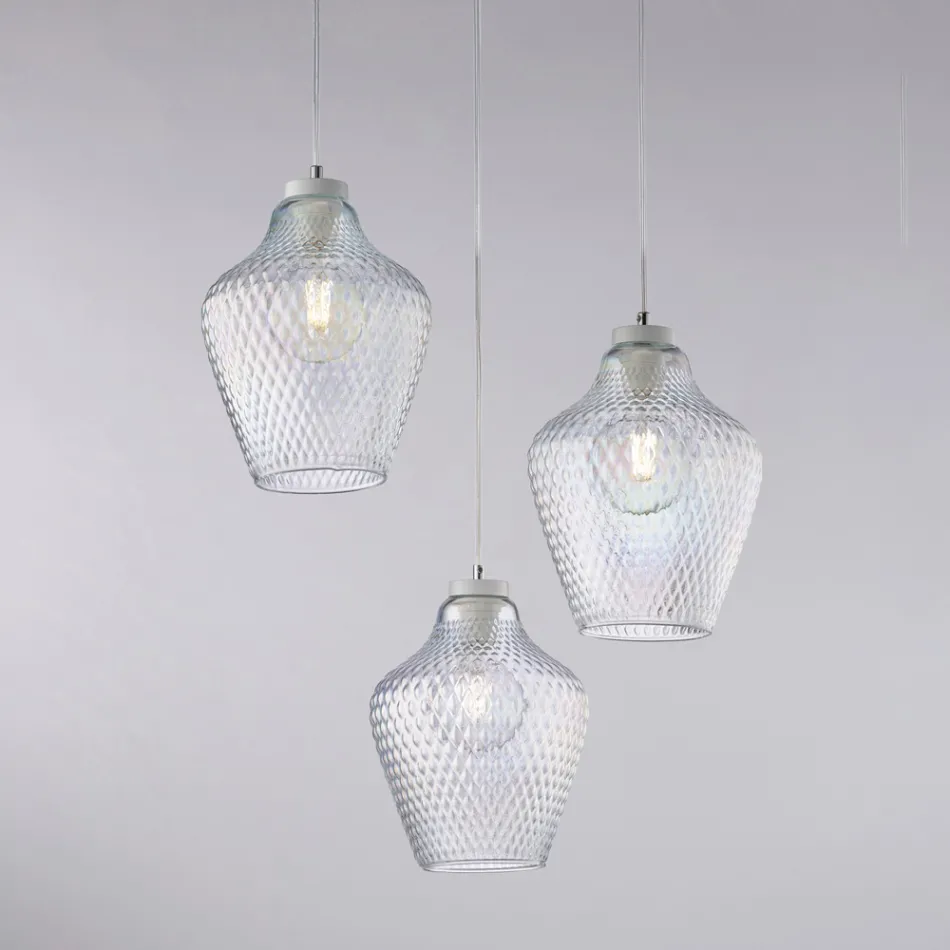 Alnitak 3-lichts hanglamp van zwart glas en metaal Viadurini