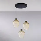 Alnitak 3-lichts hanglamp van zwart glas en metaal Viadurini