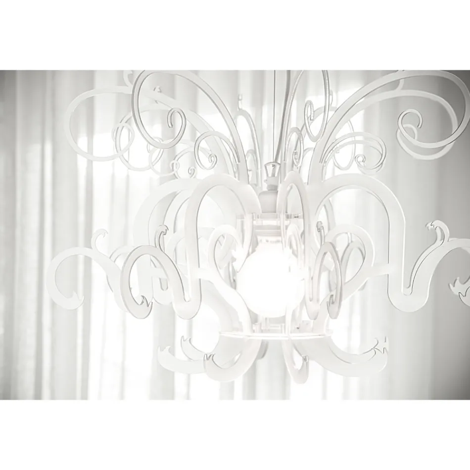 Hangkroonluchter in recyclebaar wit of zwart plexiglas - Sancho Viadurini