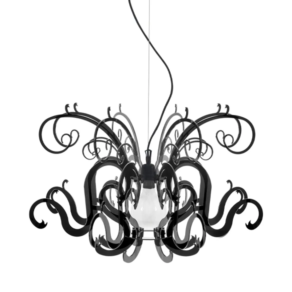 Hangkroonluchter in recyclebaar wit of zwart plexiglas - Sancho Viadurini