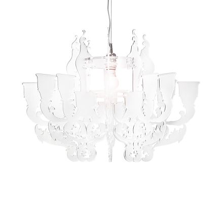 Hanglamp van satijnwit plexiglas, gemaakt in Italië - Gea Viadurini