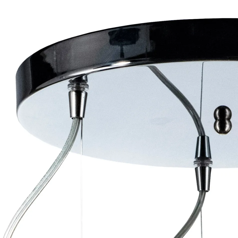 Drielichts kroonluchter met ronde stang van geblazen glas, gemaakt in Italië - Soffio Viadurini