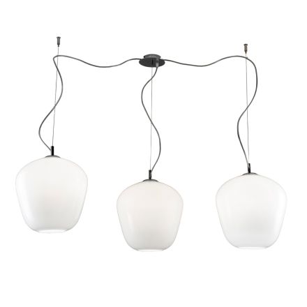 Grote, asymmetrische kroonluchter met drie lampen van geblazen glas, gemaakt in Italië - Elisia Viadurini