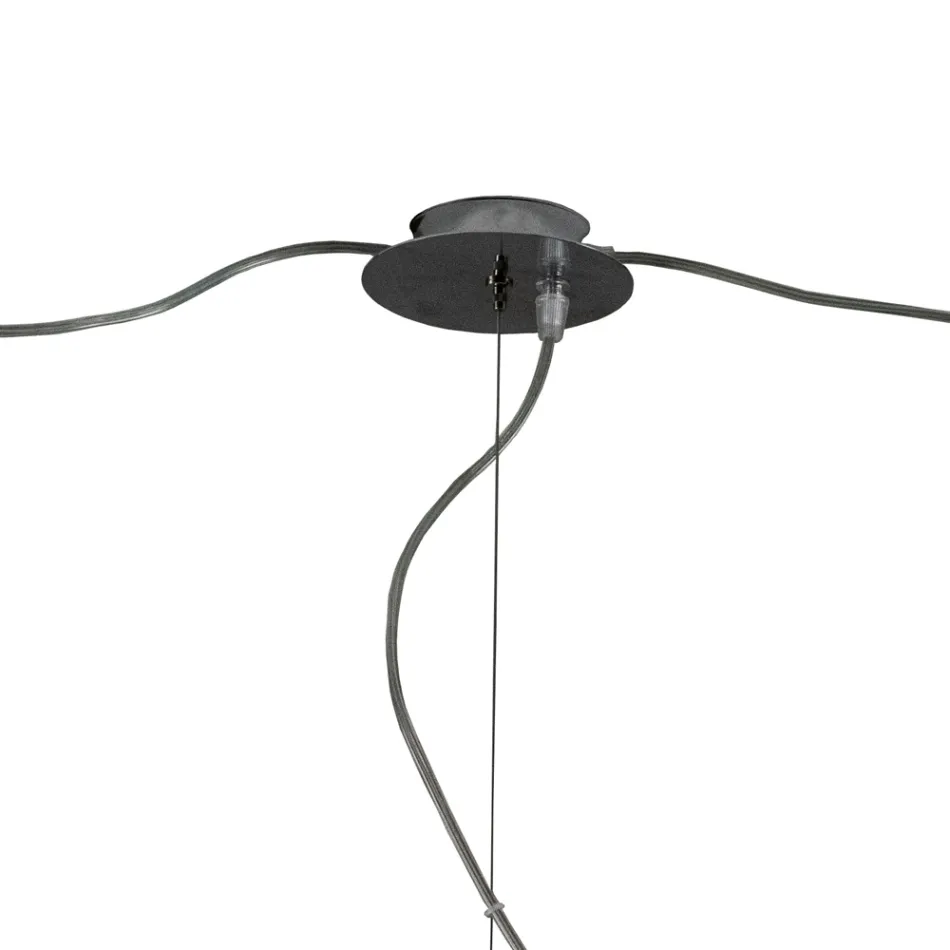 Grote, asymmetrische kroonluchter met drie lampen van geblazen glas, gemaakt in Italië - Elisia Viadurini