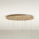 Goudgelakte metalen hangende kroonluchter met 8 LED-lampjes - cederhout Viadurini