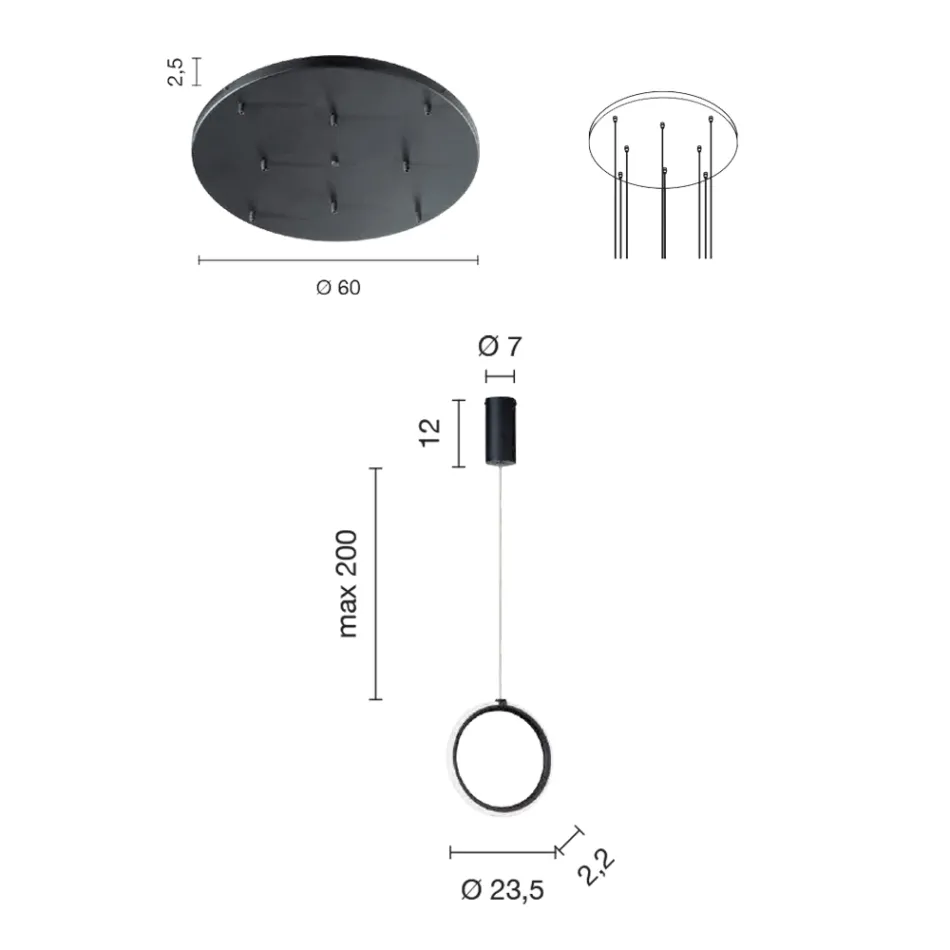 Goudgelakte metalen hangende kroonluchter met 8 LED-lampjes - cederhout Viadurini