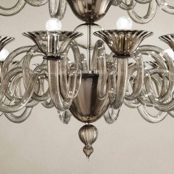 Ambachtelijke kroonluchter met 18 lichten in Venetië-glas, gemaakt in Italië - Margherita