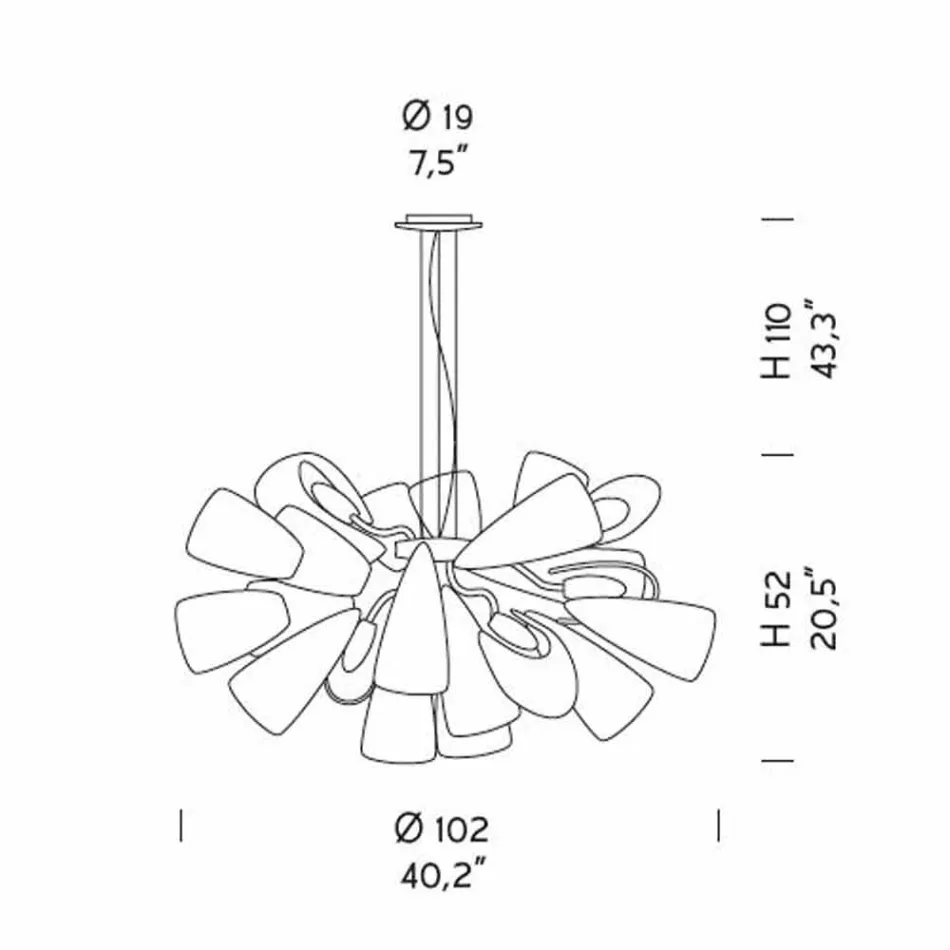 Ambachtelijke kroonluchter met 21 lampjes in Venetiaans glas, gemaakt in Italië - Diamonique Viadurini