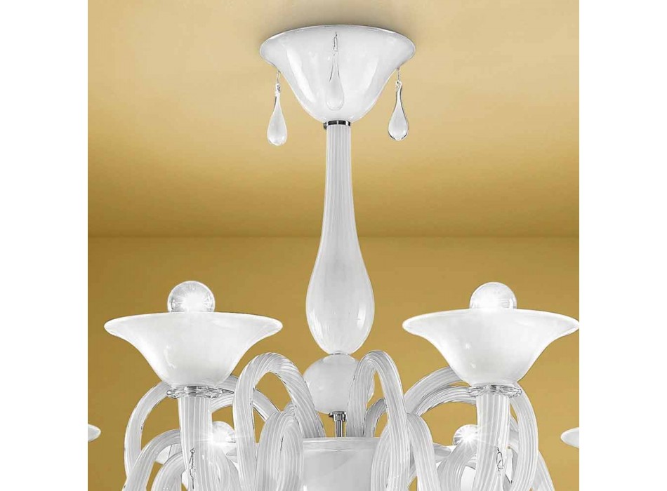 Artisan 8-lichts kroonluchter in Venetië-glas, gemaakt in Italië - Margherita Viadurini