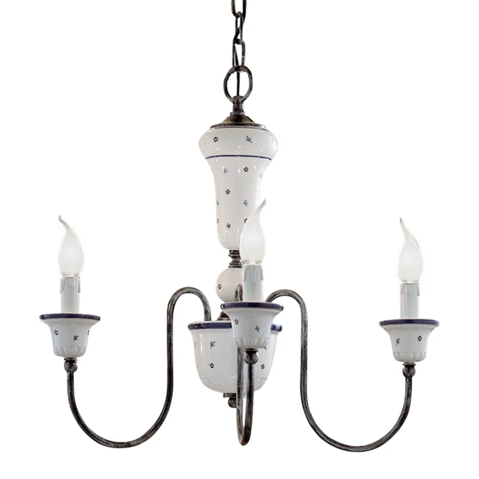 Handgemaakte keramische en antieke koperen kroonluchter - Sanremo Viadurini