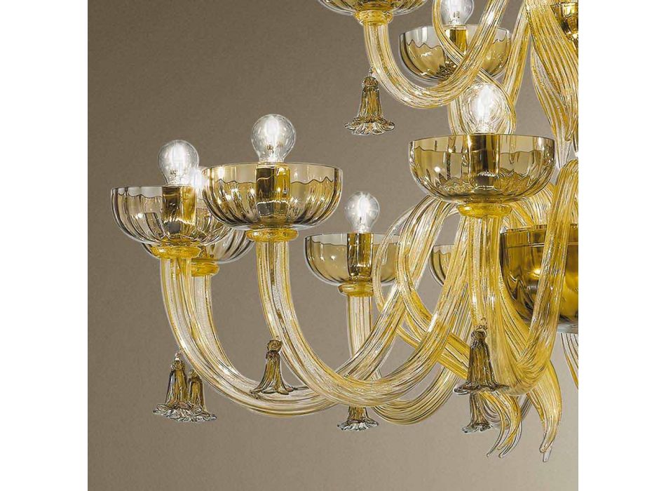 Handgemaakte 18-lichts kroonluchter in Venetië-glas, gemaakt in Italië - Regina Viadurini