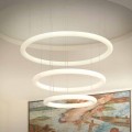 Witte LED design kroonluchter met metalen rozet Made in Italy - Slide Giotto