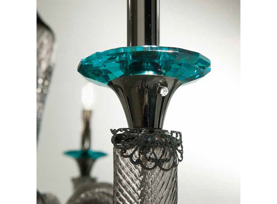 Klassieke kroonluchter 12 lampen in handgemaakt glas en kristallen - Magrena Viadurini