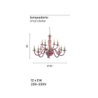 Klassieke kroonluchter 12 lichts in handgemaakt Italiaans glas en metaal - Oliver Viadurini