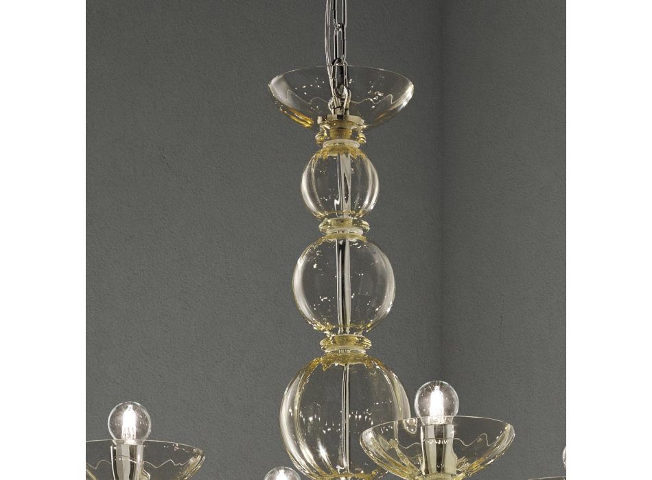 Klassieke kroonluchter 12 lichts in Venetiaans glas Made in Italy - Focarino Viadurini